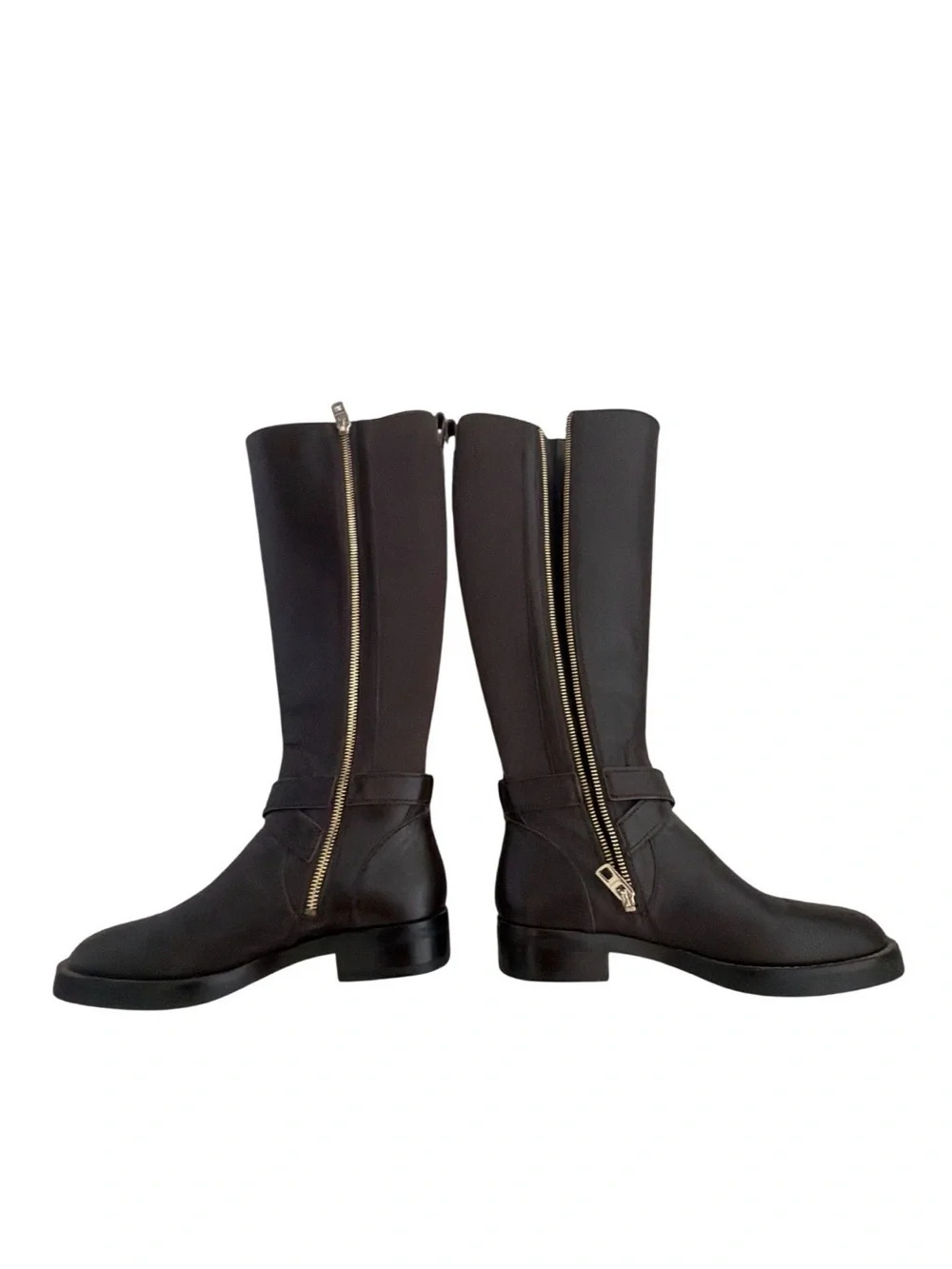 Coach Dark Brown Tall Leather Riding Boots with Side Zip